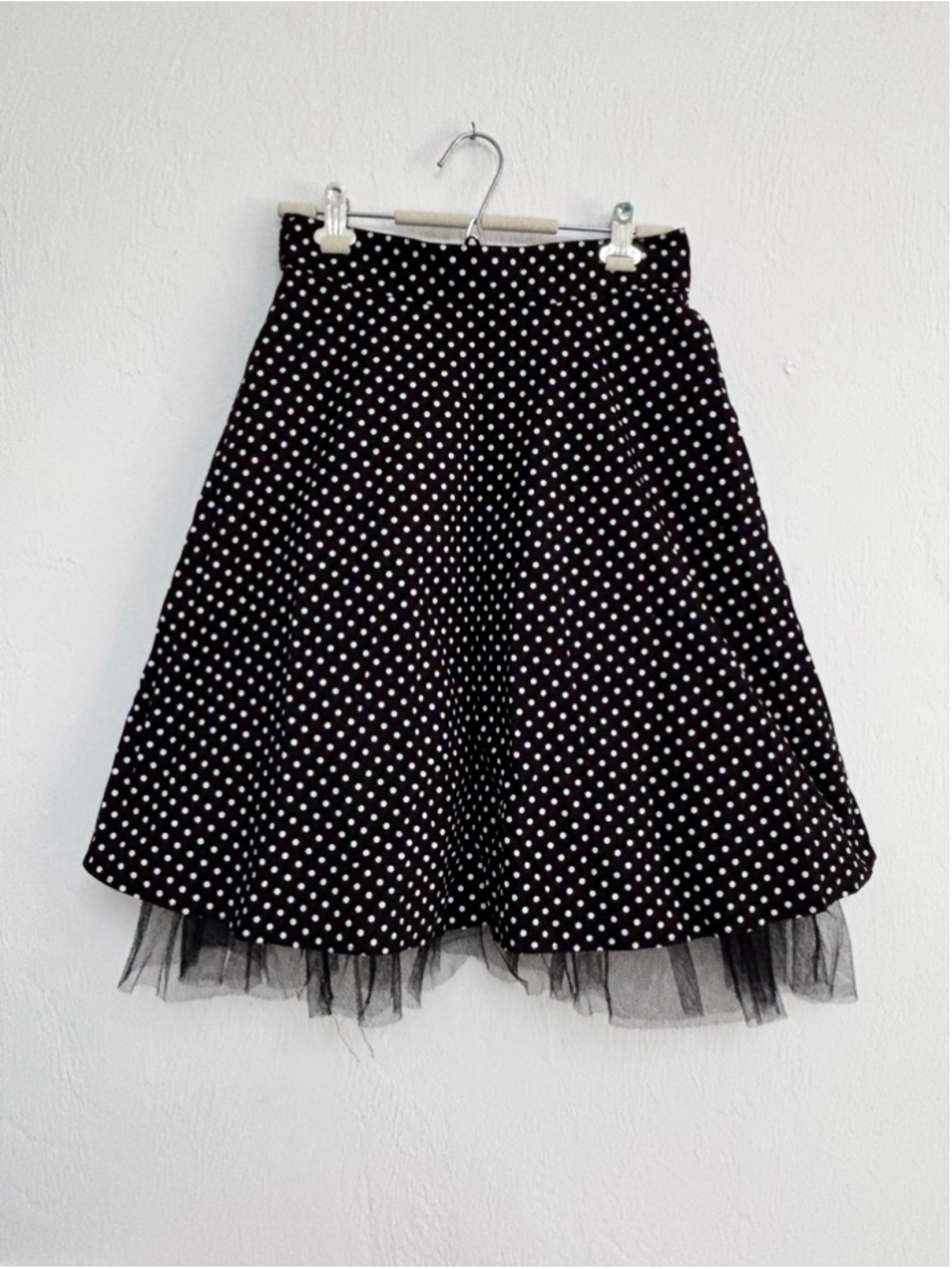 Women's Janette Polka Dot Skater Skirt Size M Black White Tulle A line